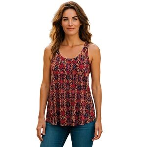 Braeve Vibrant Red and Black Sleeveless Relaxed Tank Top